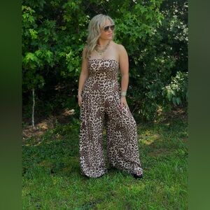 Cheetah Print Strapless Jumpsuit